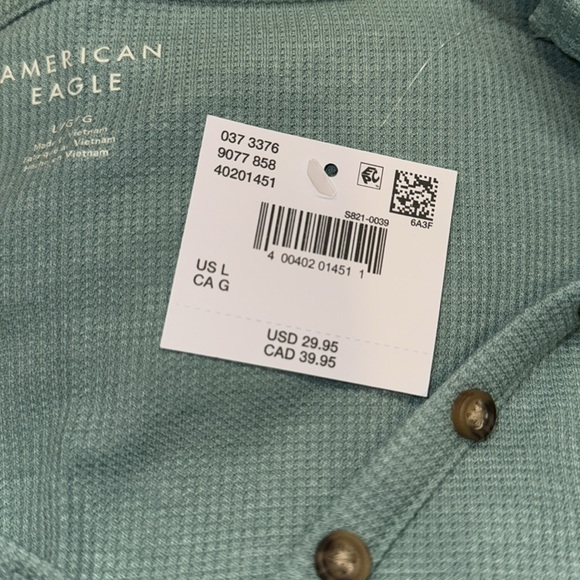 American Eagle Waffle Long Sleeve Henley - Picture 5 of 6